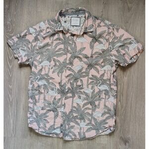 Cactus Man Ricky‎ Singh Cotton Button Up Flamingo Tropical Shirt Men's Size S